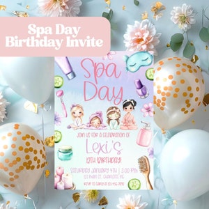 Spa Party Birthday Invitation, Digital Spa Day Birthday Invitation, Sleepover Pamper Party, Pamper Party Invitation | Sms Invitation, SPA10