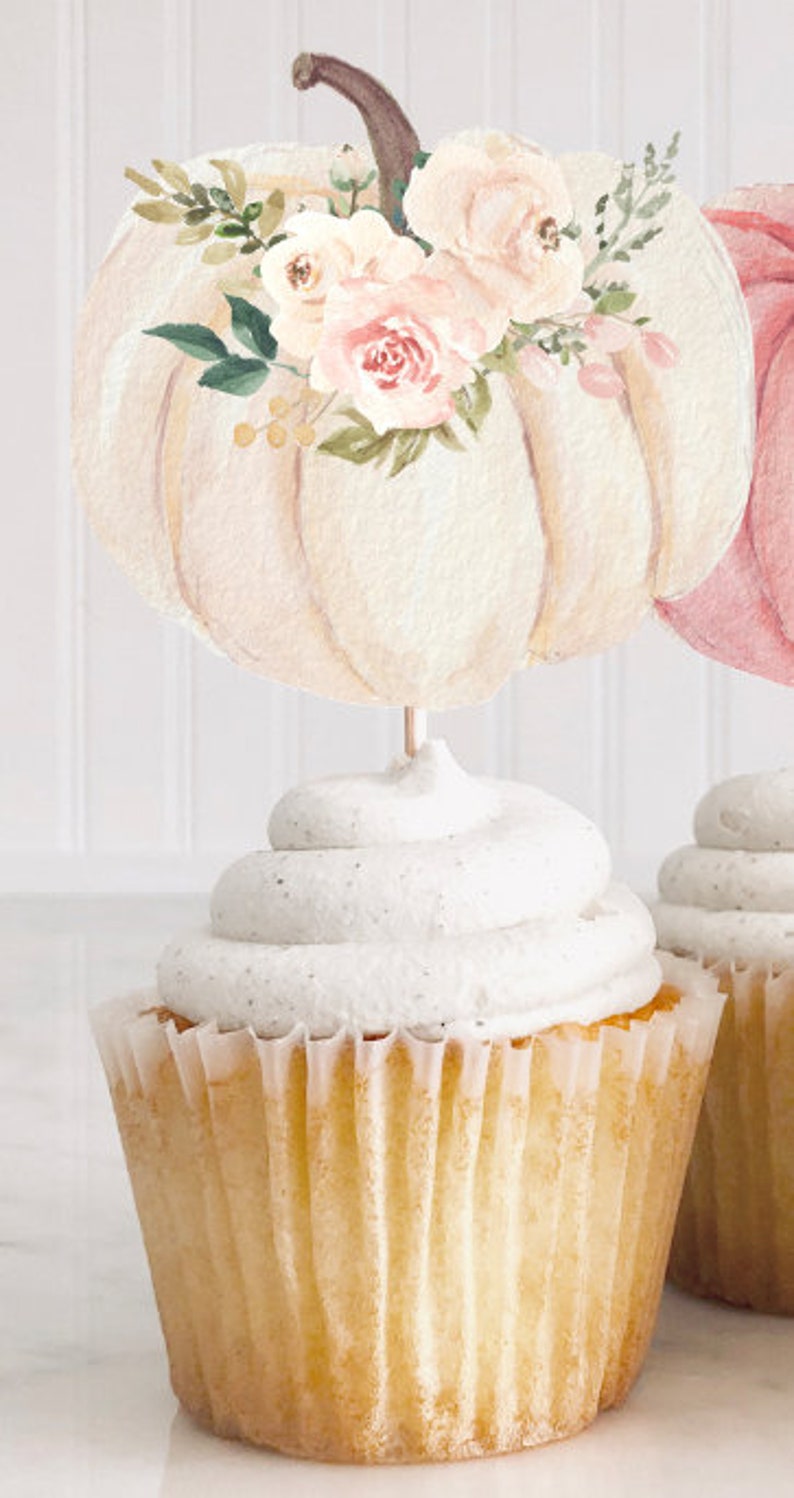 Little Pumpkin Baby Shower Cupcake Topper Pink Cake Topper Etsy