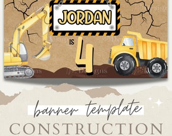 Construction Banner Template for Artists | Editable Canva Design for Banner Painters | Digital Painted Banner Template
