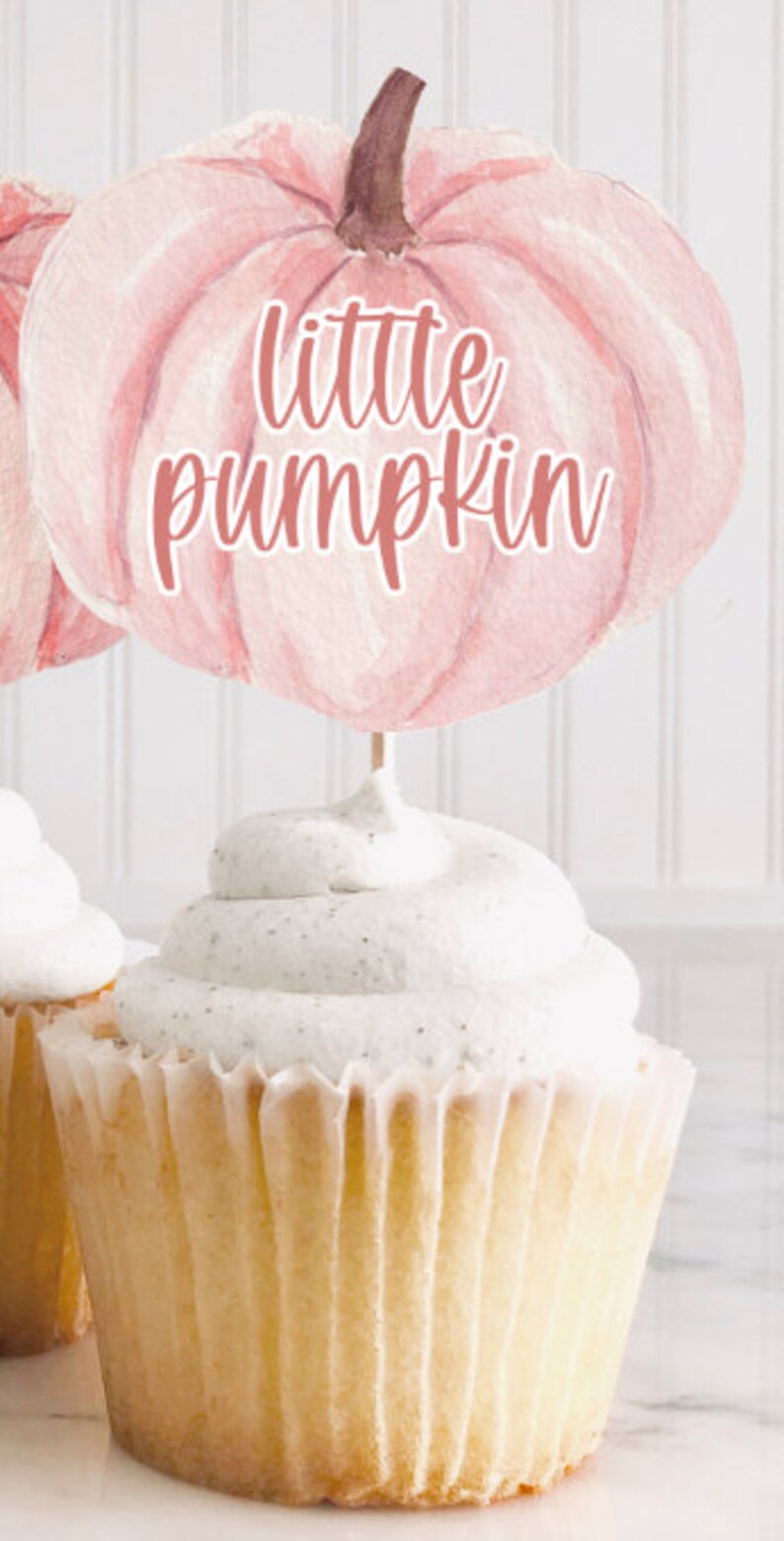 Little Pumpkin Baby Shower Cupcake Topper Pink Cake Topper Etsy