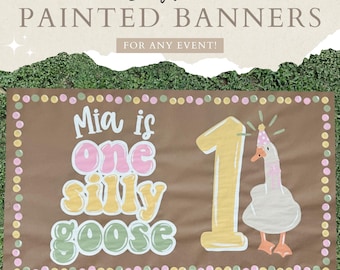 Hand Painted Silly Goose Banner, Hand Painted Party Banner, Hand Painted Craft Paper Banner, Painted Birthday Banner, Bachelorette Banner