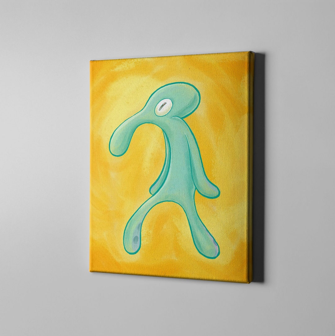 Squidward Painting Print Abstract Wall Art Squidward Canvas Etsy