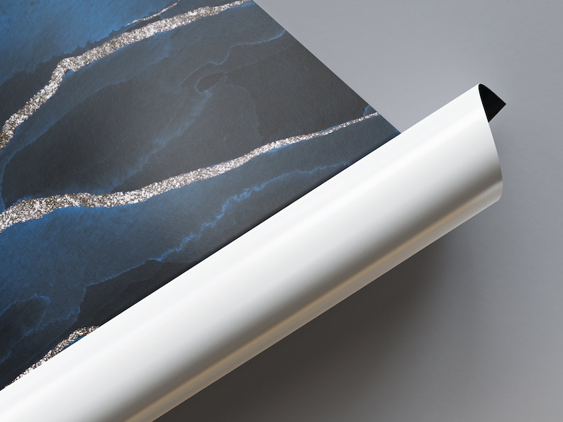 Navy Blue and Silver Canvas Wall Art Design I Poster Canvas Etsy