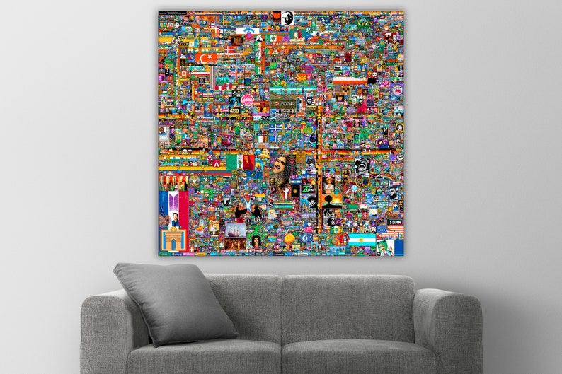 Reddit R/place 2022 Final Image Canvas Wall Art Gaming Room Etsy Canada