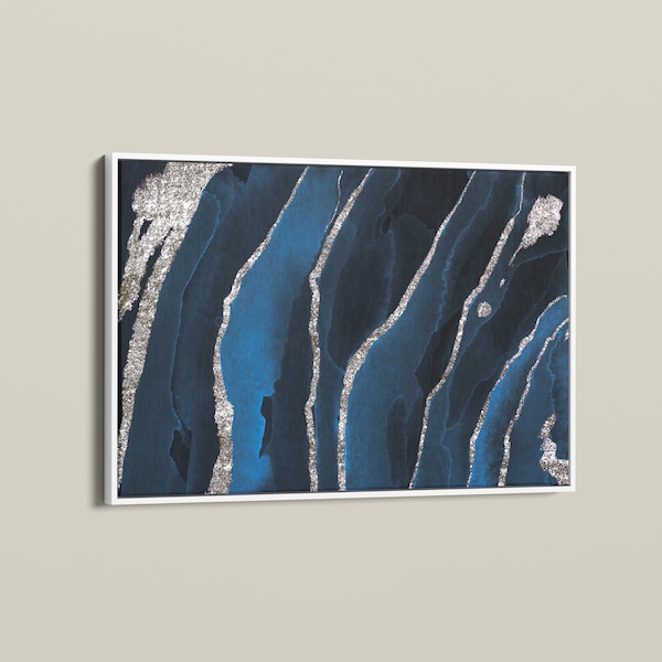 Blue and Silver Wall Art Etsy