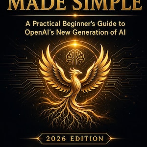 May include: A book cover titled GPT-6 ASTRA MADE SIMPLE: A Practical Beginner's Guide to OpenAI's New Generation of AI. The design features a glowing golden phoenix rising from a circuit board pattern, with the text 2026 EDITION and PHOENIX ROOTLINE.