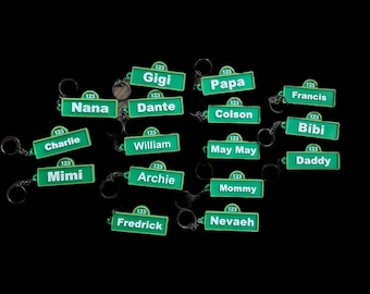 Sesame Street Street Sign Keychains - Custom Name
