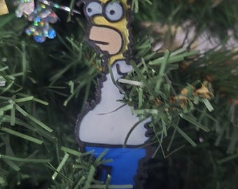 Funny Homer Simpson “Hiding in the Bush” Ornament – Evil Homer, Santa Homer, and Planter Editions | 3D Printed Christmas Tree or Desk Décor