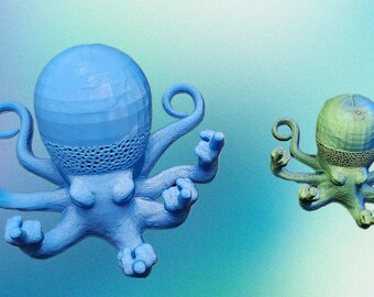 3D-Printed Octopus Model - Unique, Fun, and Detailed! Rude Middle Finger Octopus with fiary lights! Middle Finger Reflectsonto the Wall