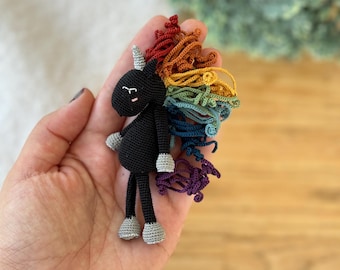 Mini Amigurumi Unicorn, Handmade Mini Crochet Plush Unicorn with Rainbow Mane, Tiny Pastel Collectible Soft Pocket Toy (PRE-ORDER)