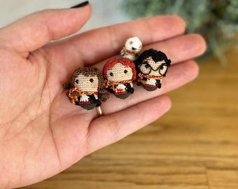 Mini  Wizard Crochet Bundle, 3 Character Amigurumi Dolls, Handmade Magic Inspired Collectible Gift Set. (PRE-ORDER)