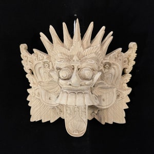 19CM Balinese Rangda Wooden Mask | Barong Wood Mask | Wall Art | Wood Carving | Indonesian Mask | Wall Hanging Mask | Vintage Wall Deco