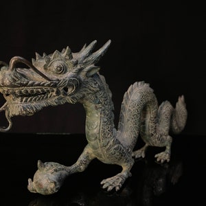 60CM Folk China Bronze Dragon with Pearl Ball, Dragon Bronze Statue, Exquisite Chinese Dragon, Dragon Sculpture, Lunar New Year&#39;s Gift,