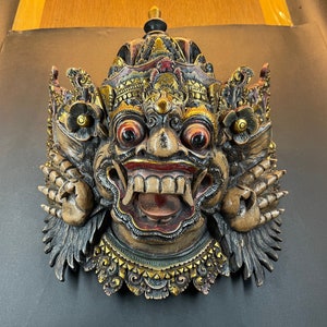 37 CM Balinees Bhoma houten masker, Bali barong houten masker, Hancrafted houten masker, vintage muurmasker, muur hangend deco, handgesneden houten masker