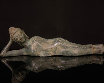 39CM Sleeping Buddha Bronze Statue, Reclining Buddha Sculpture, Buddhist Gift Statue, Lord Buddha Figurine, Home Decoration, Meditation Gift