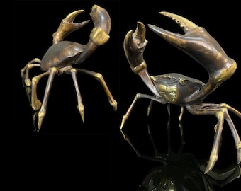 Bronze Crab Sculpture, 9.2&quot; Crab Statue, Bronze Crab Figurines, Crab Decoration, Home Living Decoration, Animal Sea Crab Statue Deco, Garden