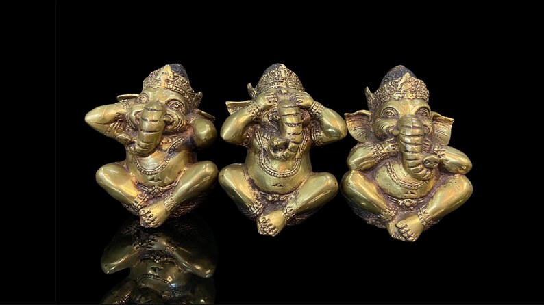 Favorite Decor Store See Hear Speak No Evil Ganesha Figurines Painted Bronze Figures Hindu God Favorite Decor Store See Hear Speak No Evil Ganesha Figurines Painted Bronze Figures Hindu God