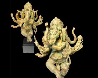 トリムカ・ガナパティブロンズ彫刻：台座付き三面ガネーシャ像 - Etsy 日本