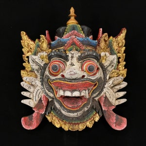 26 CM Balinees houten masker | Handgesneden houten bhoma-masker | Exclusief vintage wandmasker | Antiek masker | Woondecoraties | Wanddecoratie | Houtsnijwerk