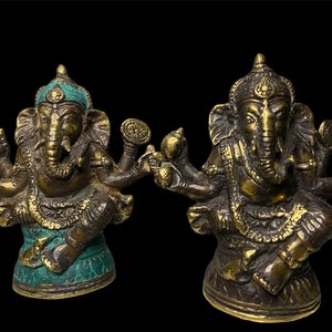 5&quot; Bronze Ganesha Sculpture, Ganesha Bronze Statue,Ganesha Bronze Figurines,Lord Ganesha,Hindu God