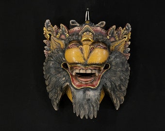 Hanuman Wooden Mask | Monkey God Figurines | Balinese Barong Wood Mask | Vintage Wall Mask | Hand Carved Mask | Hand Painted Wood Mask Gifts