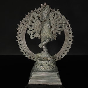 Ganesh Bronze Statue, Nataraja Ganesh Dancing on Rat/Lotus Flower, Lord Ganesh Chaturthi Decoration, Ganesh Statue Idol, Hindu LordSculpture