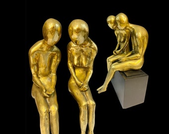 Estatua de bronce del nuevo amor, en escultura de pareja abstracta humana, estatua de pareja de bronce de 12.4 ", estatuillas de bronce de pareja, estatua de pareja abstracta,
