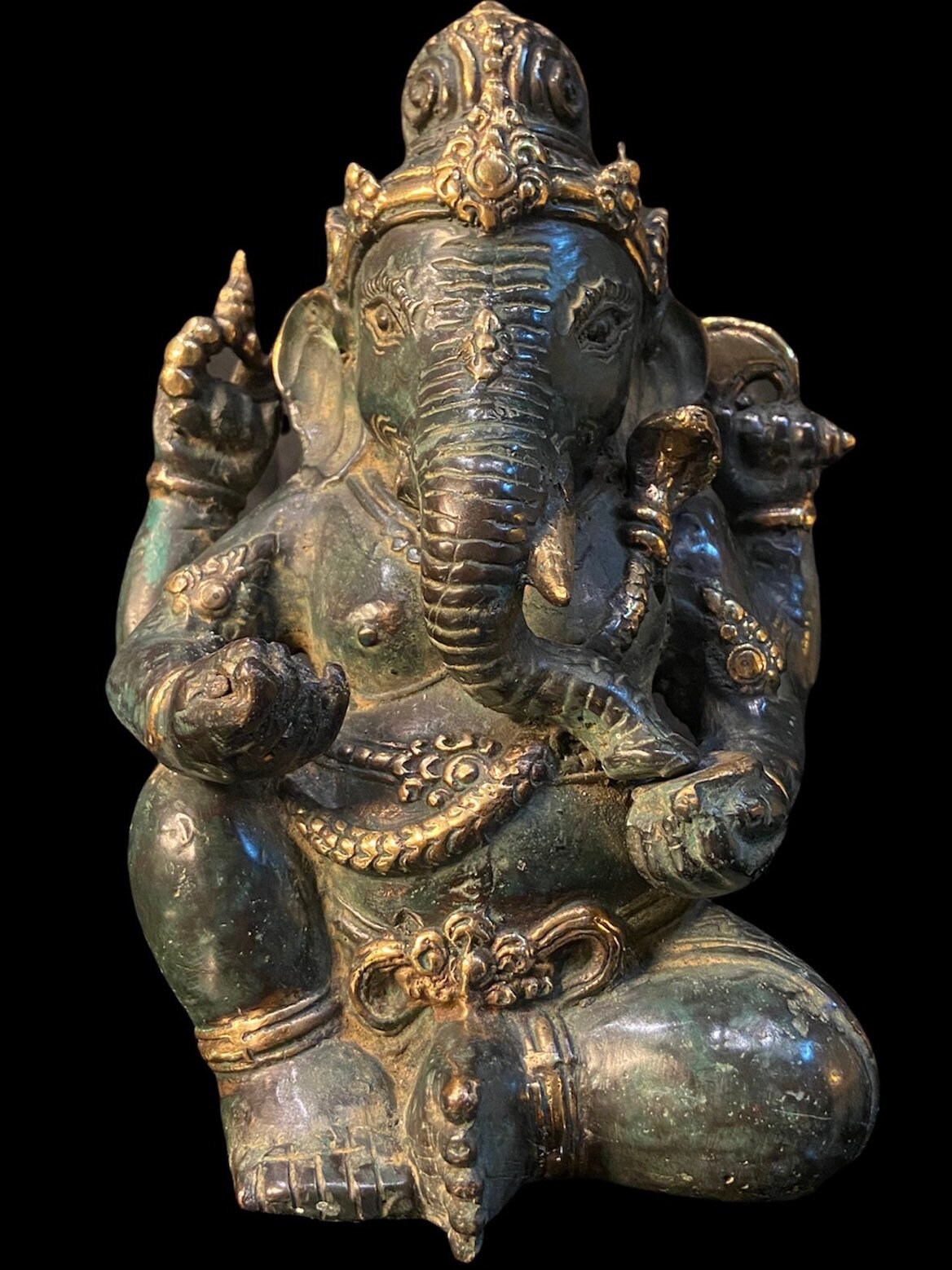 Bronze Ganesha Sculpture 9 With His Broken Tusks. Ganesha Broken Tusk