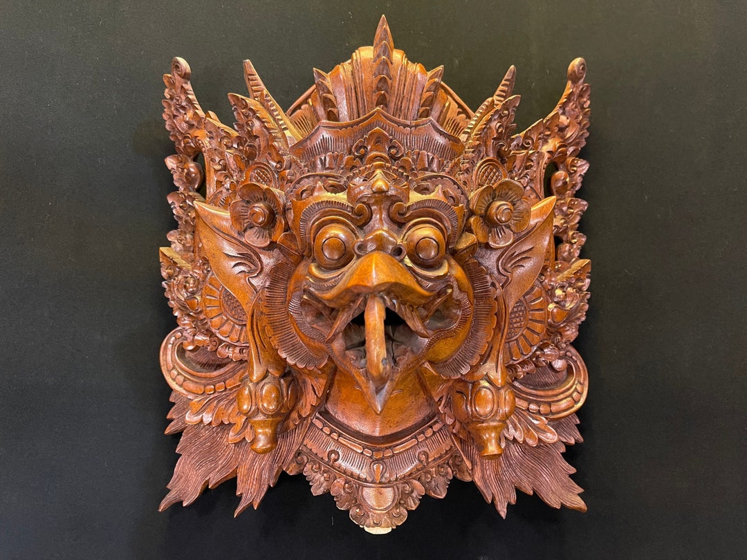 33CM Garuda Wooden Mask | Eagle Figurines | Balinese Paksi Wooden Mask ...