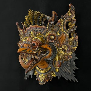 33CM Garuda Wooden Mask | Eagle Figurines | Balinese Paksi Wooden Mask ...