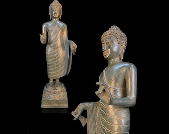 Standing Buddha Bronze Statue 41CM, Buddha Statue, Buddha Ornament, Home Decor, Buddha Statuary, Room Decor, Spiritual Statue, Buddhism Gift