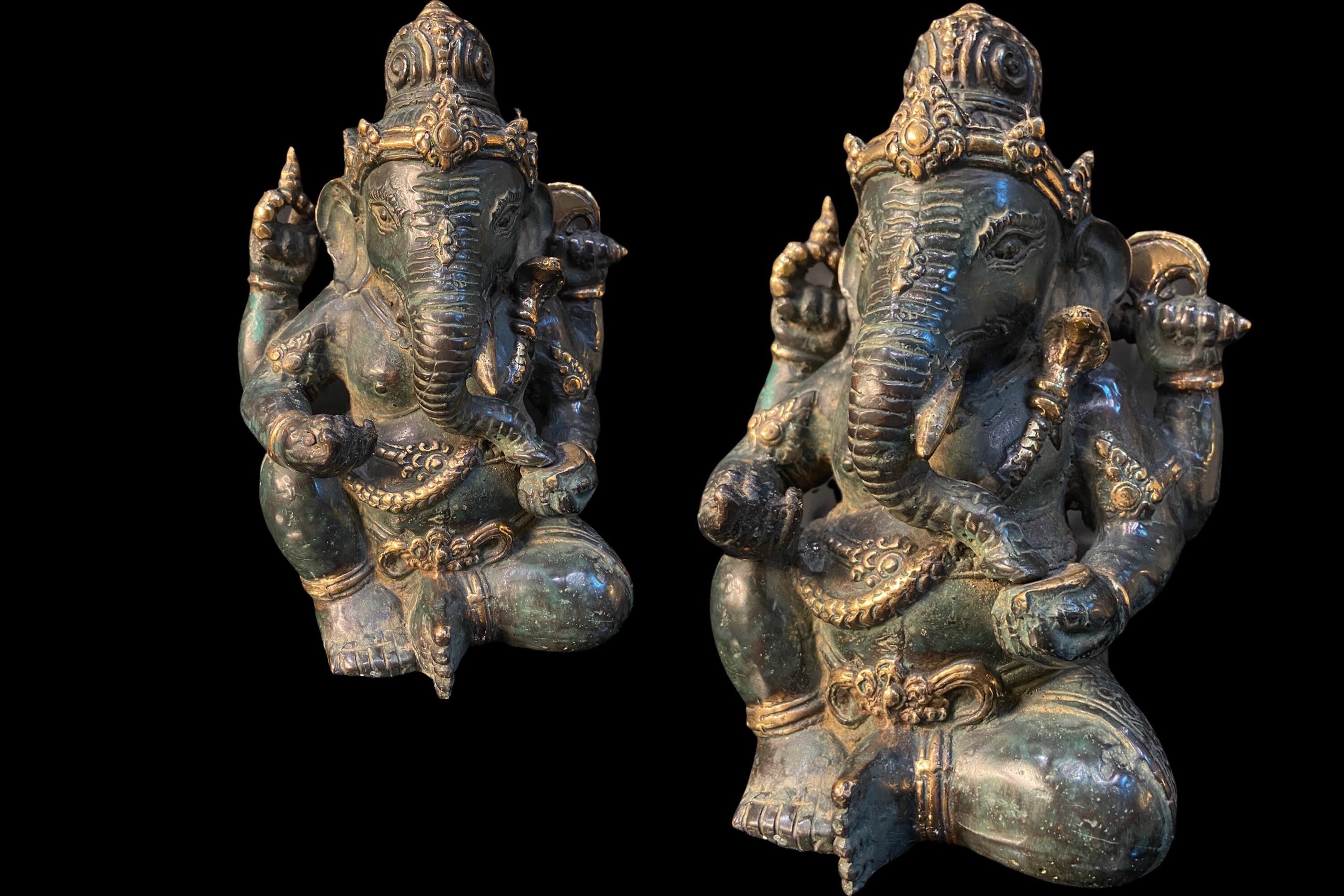 Bronze Ganesha Sculpture 9 With His Broken Tusks. Ganesha Broken Tusk