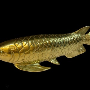 16.6&quot; Large Golden Arowana The Lucky Fish Statue. Bronze Arowana. The Golden Fish. Lucky Fish .