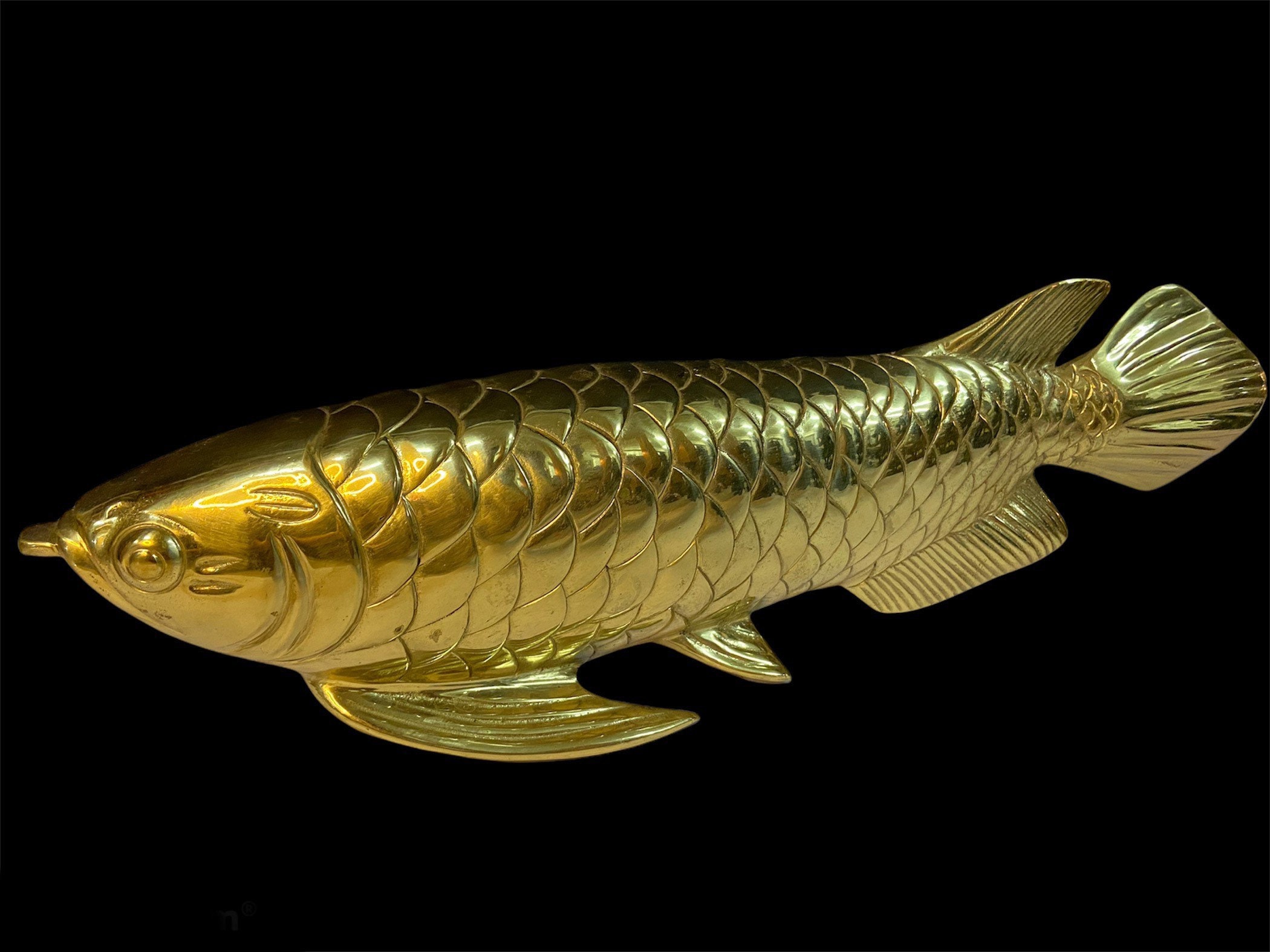 16.6" Large Golden Arowana The Lucky Fish Statue. Bronze Arowana. The Golden Fish. Lucky Fish .