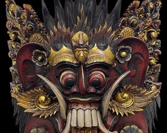 バリ島 木彫 仮面（Rangda / ランダ） 壁掛け インドネシア バリ島 ランダ木製マスク |民芸ウォールアート - Etsy 日本