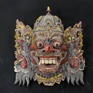 26 CM Balinees houten masker | Handgesneden houten bhoma-masker | Exclusief vintage wandmasker | Antiek masker | Woondecoraties | Wanddecoratie | Houtsnijwerk