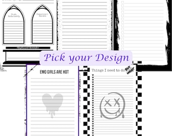 Alt/Goth Notepads | Emo Aesthetic | To-Do Lists | Funny Mental Health Notepad | 5x8 Lined Notebooks | 50 Page Tear-Off Desk Pads