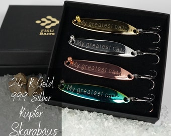 24K gold-plated and engraved fishing lure "My greatest catch" as a gift for anglers / men for Valentine's Day, birthday, wedding anniversary