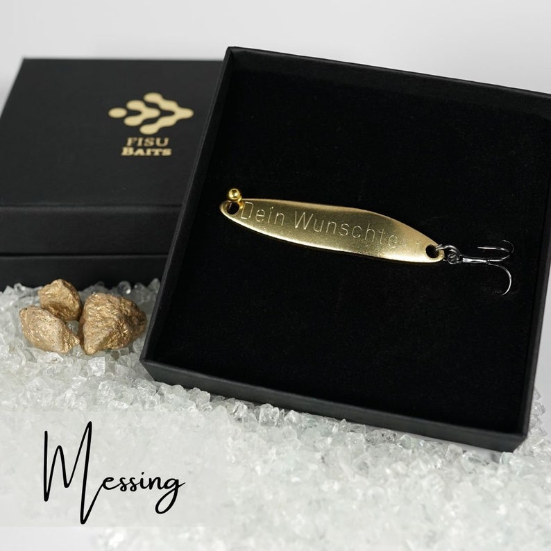 Gift for angler father, high-quality refined fishing lures with individual engraving, for Father's Day, birthday, wedding anniversary, anniversary Messing