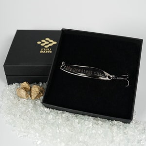Angelköder Blinker in echt Silber, graviert, als Geschenk für Angler / Männer zum Geburtstag, zum Valentinstag, Verlobung, Hochzeitstag