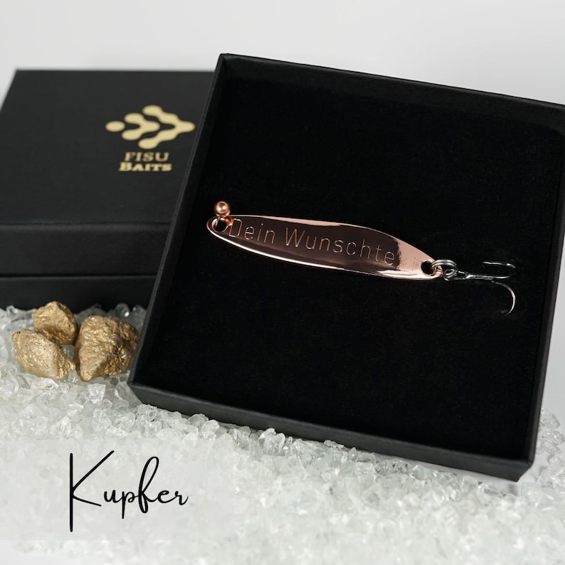 Gift for angler father, high-quality refined fishing lures with individual engraving, for Father's Day, birthday, wedding anniversary, anniversary Copper