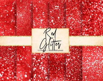 Red Glitter Digital Paper, Foils, Sparkle, Textures, Shine, Shimmer, Luxury, Metallic, Sequins, Glam, Rhinestone, Backgrounds, Scrapbook