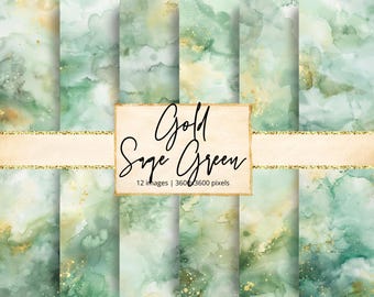 Goudsaliegroen digitaal papier, olijfgroen, aards, modern, bruiloft, folie, elegant, neutraal, groen goud, boho, achtergronden, plakboek