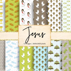 Jesus Christ Digital Paper, Bible, Christianity, Faith, Grace, Holy Spirit, Church, Prayer, Cross, God, Religion, Backgrounds, Scrapbook