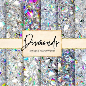 Diamant digitaal papier, folies, schittering, texturen, glans, glitter, luxe, metalen, pailletten, glamour, strass, achtergronden, plakboek