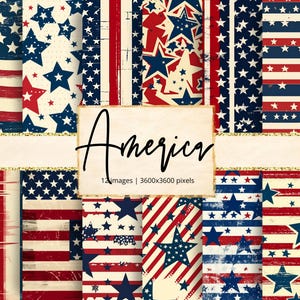 Papel Digital Americano, EUA, Liberdade, 4 de Julho, Vermelho, Branco, Azul, Estrelas e Listras, Americano, Plano de Fundo, Diário de Junção, Álbum de Recortes