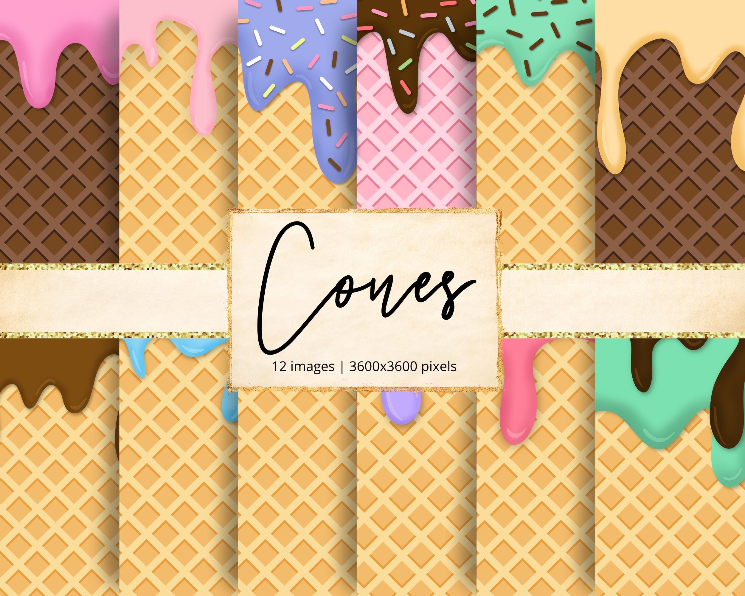 Ice Cream Waffle Cone Digital Paper - Etsy, image size:2500x2000