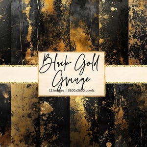 Schwarz Gold Grunge Papier, abgenutzte Textur, metallische Goldfolie, Grungy Junk, Scrapbook Papier, digitale Papiere, kommerzielle Nutzung