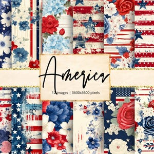 Papel Digital Americano, EUA, Liberdade, 4 de Julho, Vermelho, Branco, Azul, Estrelas e Listras, Americano, Plano de Fundo, Diário de Junção, Álbum de Recortes