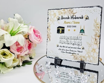 Personalized Umrah Mubarak Slate & Mug Set: Islamic Pilgrimage Gift